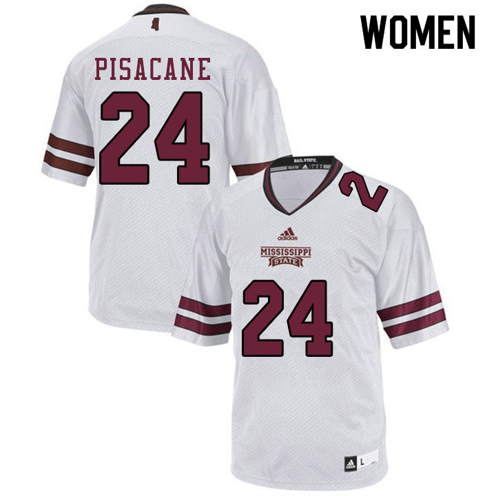 Women #24 Tristan Pisacane Mississippi State Bulldogs College Football Jerseys Sale-White